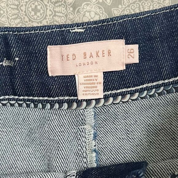 Ted Baker London Shortan Jean Shorts Ring Patch Pocket Denim Dark Wash Size 26 - Picture 4 of 14